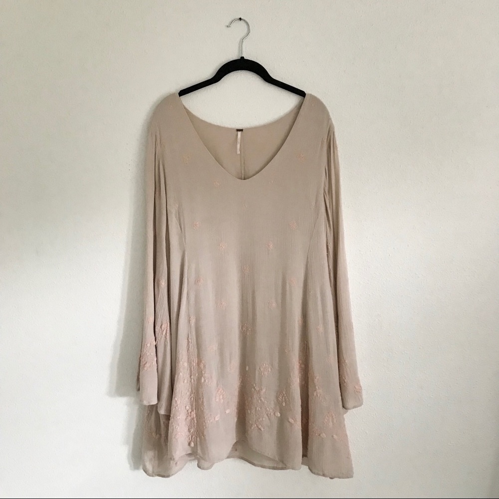 Free People Embroidered Bell Sleeve Dress